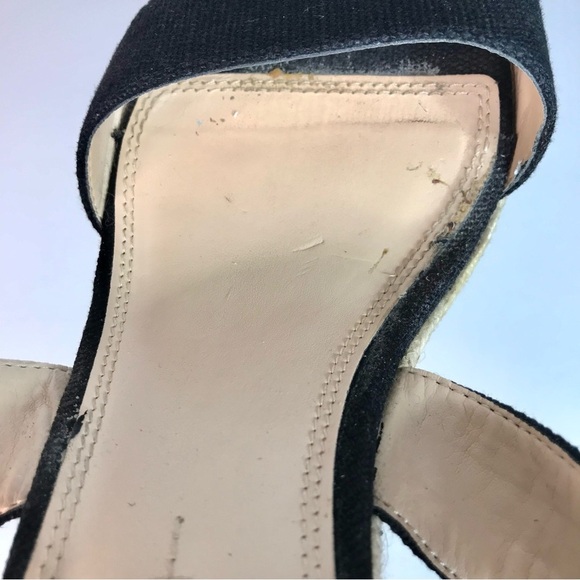 BANANA REPUBLIC TECLA Black Canvas Sz 9 Espadrille Wedge Crossover Ankle Strap - Picture 11 of 16